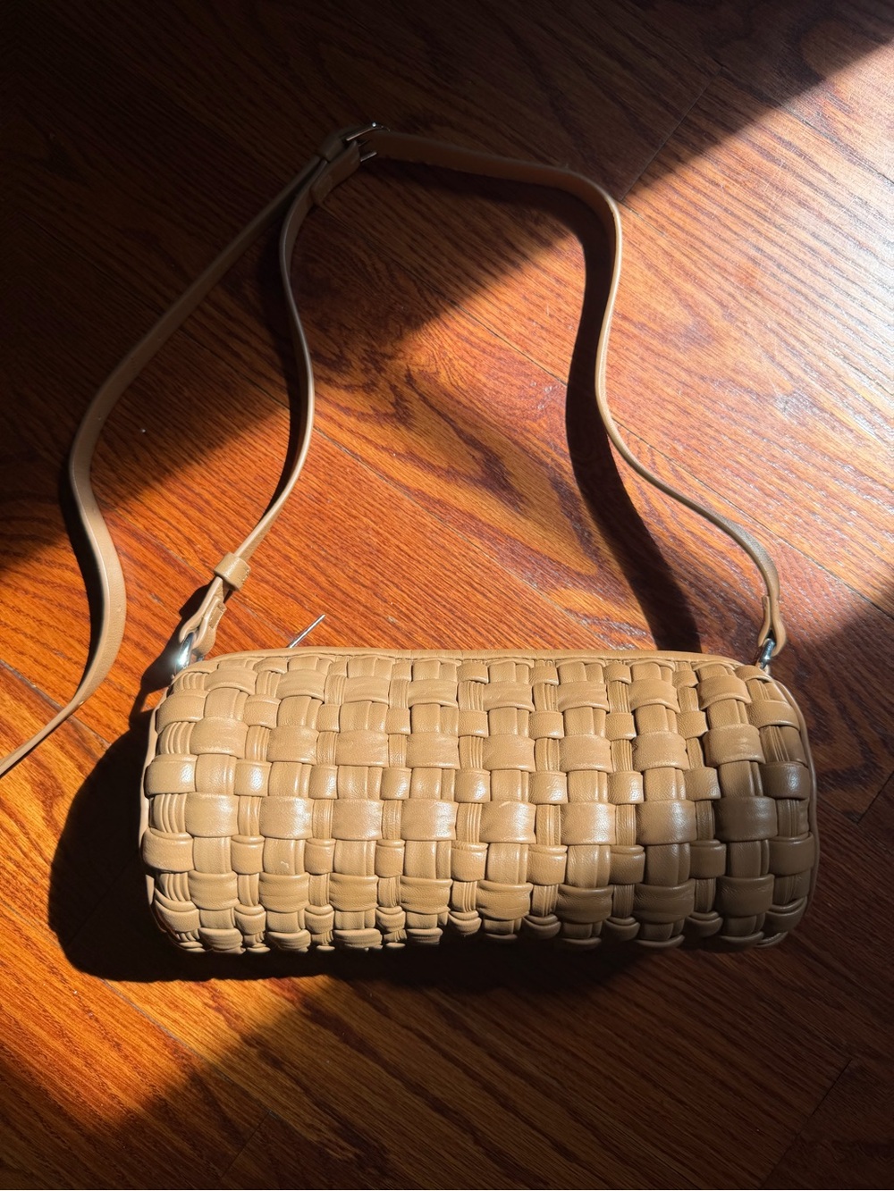 COS Woven Leather Crossbody Bag - Tan/Cognac